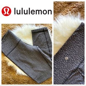 Lululemon - high waisted yoga leggings - blue, gray and black.  Size 8